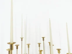 Online Pamono Scandinavian Candlesticks in Brass and Glass by Gunnar Ander for Ystad-Metall, Sweden, 1960s, Set of 15