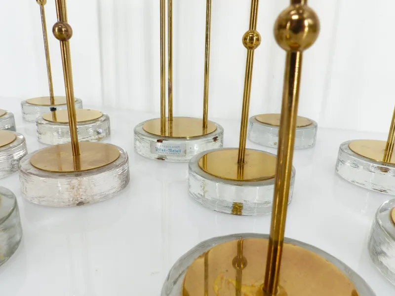 Online Pamono Scandinavian Candlesticks in Brass and Glass by Gunnar Ander for Ystad-Metall, Sweden, 1960s, Set of 15