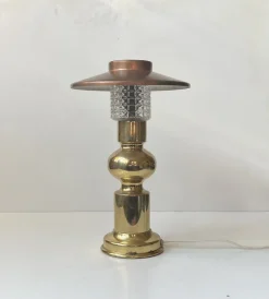 Pamono Scandinavian Modern Copper and Glass Table Lamp by Abo Randers, 1970s> Table Lamps