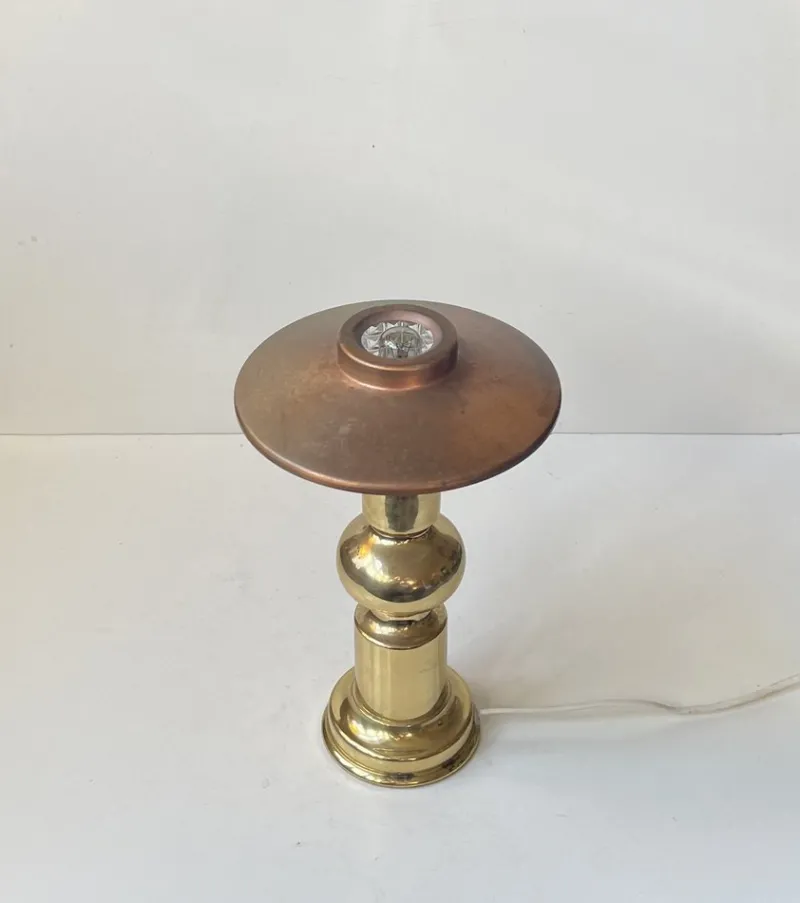 Pamono Scandinavian Modern Copper and Glass Table Lamp by Abo Randers, 1970s> Table Lamps