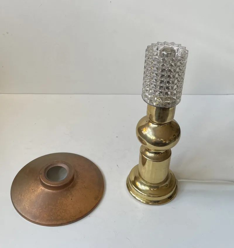 Pamono Scandinavian Modern Copper and Glass Table Lamp by Abo Randers, 1970s> Table Lamps