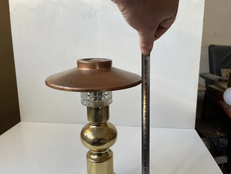Pamono Scandinavian Modern Copper and Glass Table Lamp by Abo Randers, 1970s> Table Lamps