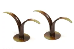 New Pamono Scandinavian Modern Liljan Candlesticks in Bronze by Ivar Ålenius Björk for Ystad Brons, 1940s, Set of 2