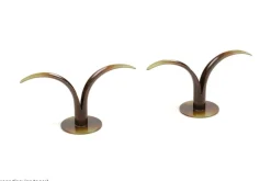 New Pamono Scandinavian Modern Liljan Candlesticks in Bronze by Ivar Ålenius Björk for Ystad Brons, 1940s, Set of 2