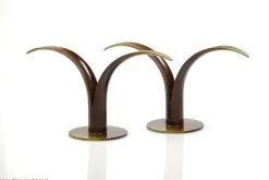 New Pamono Scandinavian Modern Liljan Candlesticks in Bronze by Ivar Ålenius Björk for Ystad Brons, 1940s, Set of 2