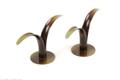 New Pamono Scandinavian Modern Liljan Candlesticks in Bronze by Ivar Ålenius Björk for Ystad Brons, 1940s, Set of 2