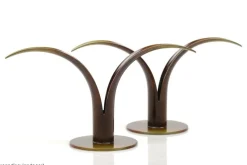 New Pamono Scandinavian Modern Liljan Candlesticks in Bronze by Ivar Ålenius Björk for Ystad Brons, 1940s, Set of 2