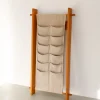 Pamono Scandinavian Modern Pine and Canvas Magazine Rack, 1970s> Magazine Racks