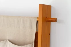 Pamono Scandinavian Modern Pine and Canvas Magazine Rack, 1970s><noscript><img width=