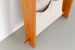 Pamono Scandinavian Modern Pine and Canvas Magazine Rack, 1970s><noscript><img width=