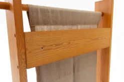 Pamono Scandinavian Modern Pine and Canvas Magazine Rack, 1970s><noscript><img width=
