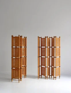 Pamono Scandinavian Modern Screens or Room Dividers in Stained Beechwood by Hans J. Wegner, 1940s, Set of 2> Room Dividers & Screens