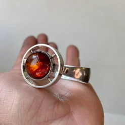 Pamono Scandinavian Modern Silver and Amber Necklace and Armring by Niels Erik, 1960s, Set of 2