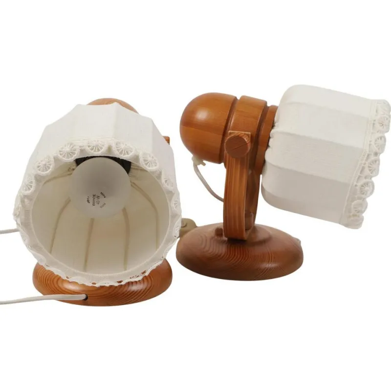 Discount Pamono Scandinavian Pine and Fabric Wall Lamps from Markslöjd, 1970s, Set of 2