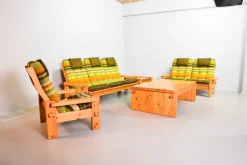 Best Pamono Scandinavian Seating Group in Pinewood & Rainbow Fabric by Yngve Ekström for Swedese, 1970s, Set of 5
