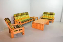 Best Pamono Scandinavian Seating Group in Pinewood & Rainbow Fabric by Yngve Ekström for Swedese, 1970s, Set of 5