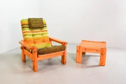 Best Pamono Scandinavian Seating Group in Pinewood & Rainbow Fabric by Yngve Ekström for Swedese, 1970s, Set of 5