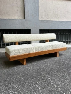 Clearance Pamono Scandinavian Sofa in White Bouclé and Light Wood, 2000s
