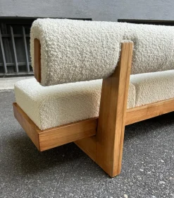 Clearance Pamono Scandinavian Sofa in White Bouclé and Light Wood, 2000s