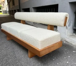 Clearance Pamono Scandinavian Sofa in White Bouclé and Light Wood, 2000s