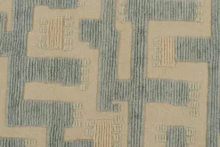 Pamono Scandinavian Style Rug in Blue and Beige Geometric Patterns from R&K Principal Jahanshah Nazmiyal