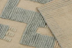 Pamono Scandinavian Style Rug in Blue and Beige Geometric Patterns from R&K Principal Jahanshah Nazmiyal