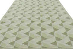 Best Pamono Scandinavian Style Rug in Light Green with Geometric Patterns from R&K Principal Jahanshah Nazmiyal