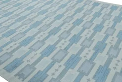 Outlet Pamono Scandinavian Style Rug with Blue Geometric Patterns from R&K Principal Jahanshah Nazmiyal