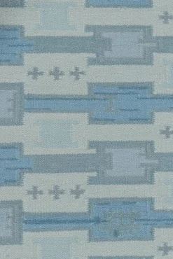 Outlet Pamono Scandinavian Style Rug with Blue Geometric Patterns from R&K Principal Jahanshah Nazmiyal
