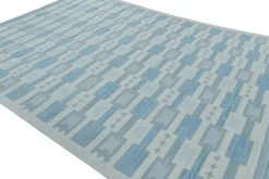 Outlet Pamono Scandinavian Style Rug with Blue Geometric Patterns from R&K Principal Jahanshah Nazmiyal
