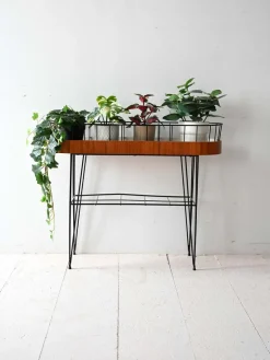 Best Pamono Scandinavian Teak and Metal Flower Stand, 1960s
