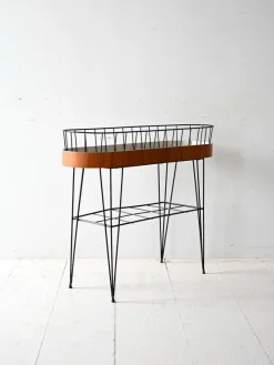 Best Pamono Scandinavian Teak and Metal Flower Stand, 1960s