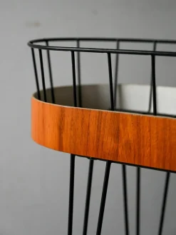 Best Pamono Scandinavian Teak and Metal Flower Stand, 1960s
