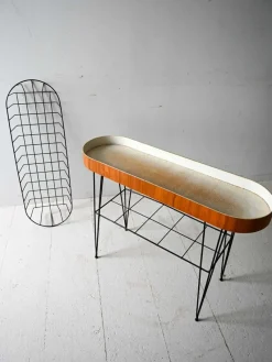 Best Pamono Scandinavian Teak and Metal Flower Stand, 1960s