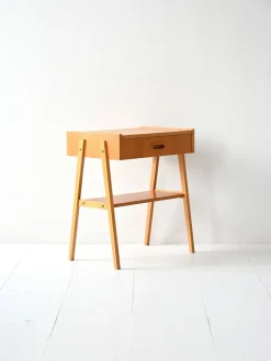 Pamono Scandinavian Teak Bedside Table with Geometric Design, 1960s><noscript><img width=