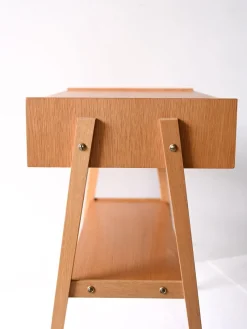 Pamono Scandinavian Teak Bedside Table with Geometric Design, 1960s><noscript><img width=