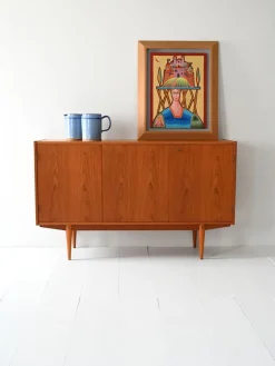 Pamono Scandinavian Teak Highboard with Triple Compartment, 1960s> Sideboards & Buffets