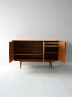 Pamono Scandinavian Teak Highboard with Triple Compartment, 1960s><noscript><img width=