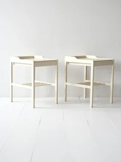 Pamono Scandinavian White Bedside Tables, 1950s, Set of 2