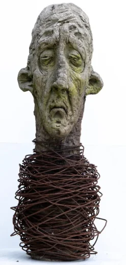 Outlet Pamono Óscar Aldonza Torres, Large-Scale Head Sculpture with Collar, Testa 17, 2019, Ceramic & Iron