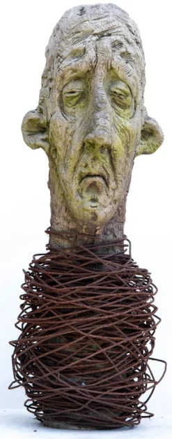 Outlet Pamono Óscar Aldonza Torres, Large-Scale Head Sculpture with Collar, Testa 17, 2019, Ceramic & Iron