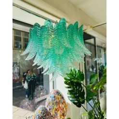 Pamono Scenographic Green Felci Murano Glass Chandelier by Simoeng><noscript><img width=