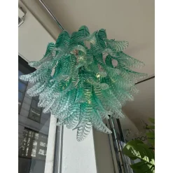 Pamono Scenographic Green Felci Murano Glass Chandelier by Simoeng><noscript><img width=