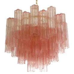 Pamono Scenographic Pink Tronchi Murano Glass Chandelier in Venini Style by Simoeng> Ceiling Lights