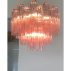 Pamono Scenographic Pink Tronchi Murano Glass Chandelier in Venini Style by Simoeng><noscript><img width=