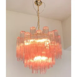 Pamono Scenographic Pink Tronchi Murano Glass Chandelier in Venini Style by Simoeng><noscript><img width=