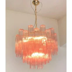 Pamono Scenographic Pink Tronchi Murano Glass Chandelier by Simoeng> Ceiling Lights