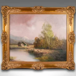 New Pamono Schmidbauer, Alpine Landscape, 1970s, Oil on Canvas, Framed