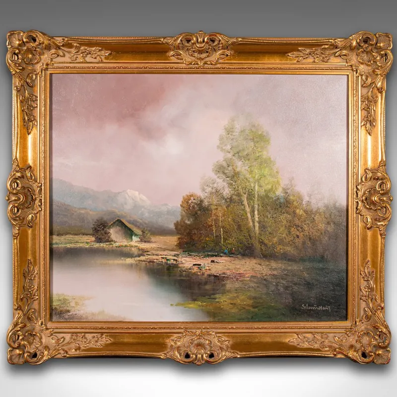 New Pamono Schmidbauer, Alpine Landscape, 1970s, Oil on Canvas, Framed