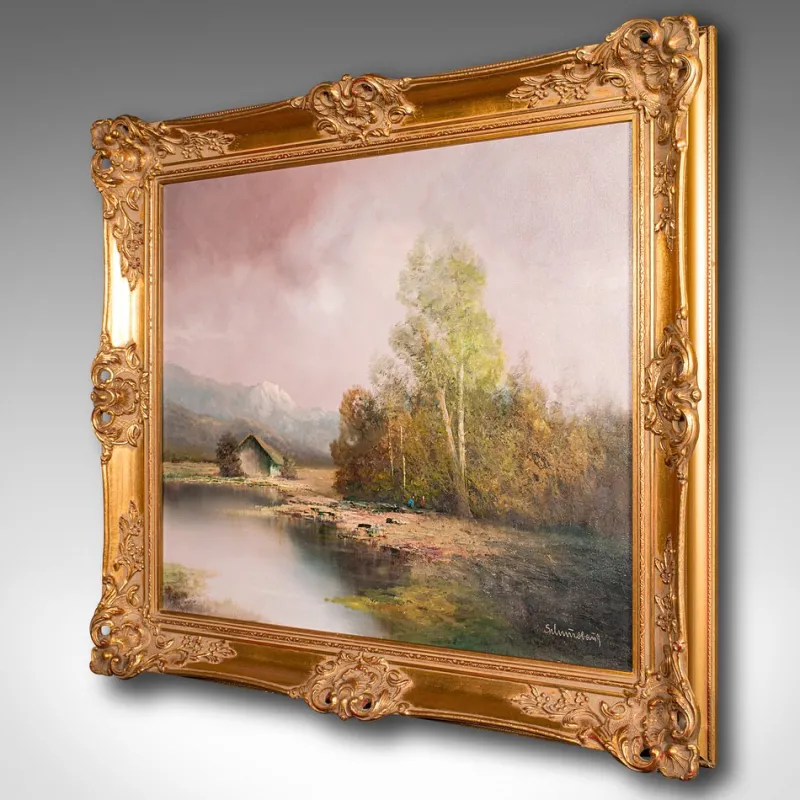 New Pamono Schmidbauer, Alpine Landscape, 1970s, Oil on Canvas, Framed